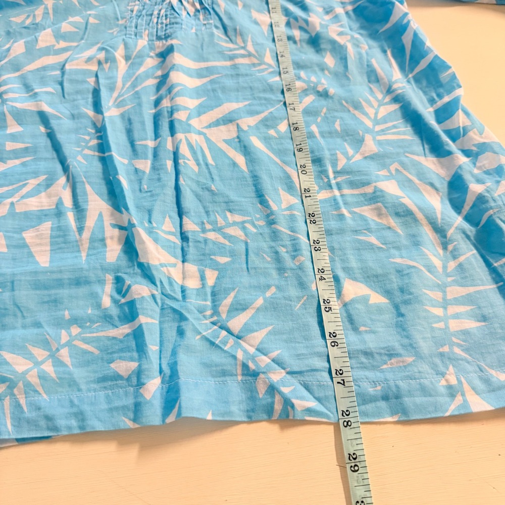 Talbots Womens Blue White Palm Leaf Print Pintuck Cotton Tunic Top Large L - Picture 5 of 6